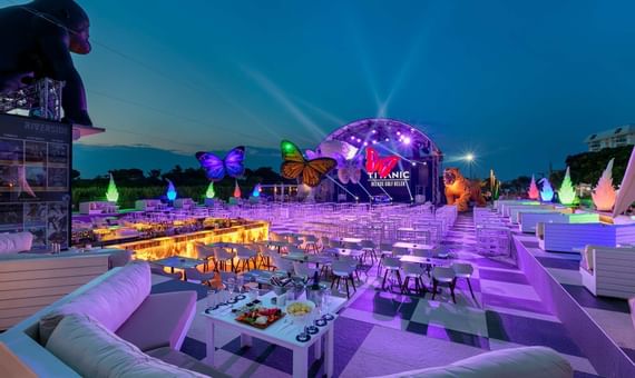 Riverside Show Center with stage lights at Titanic Deluxe Golf Belek