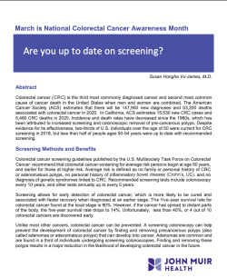 John Muir Health white paper on colorectal screening